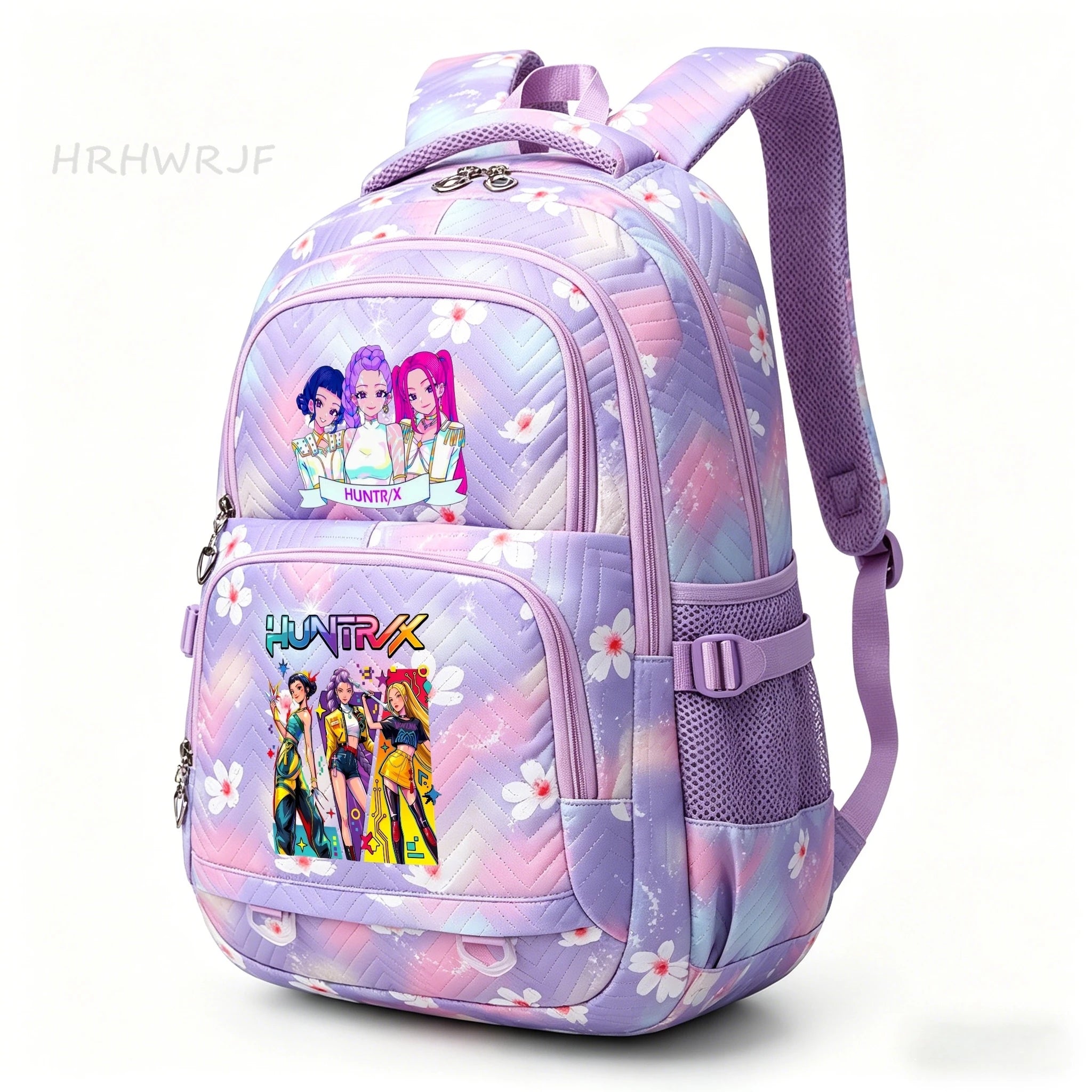 Sac à Dos K-pop Demon Hunters – Cartable Fille Fleurs Imprimées Style YK2