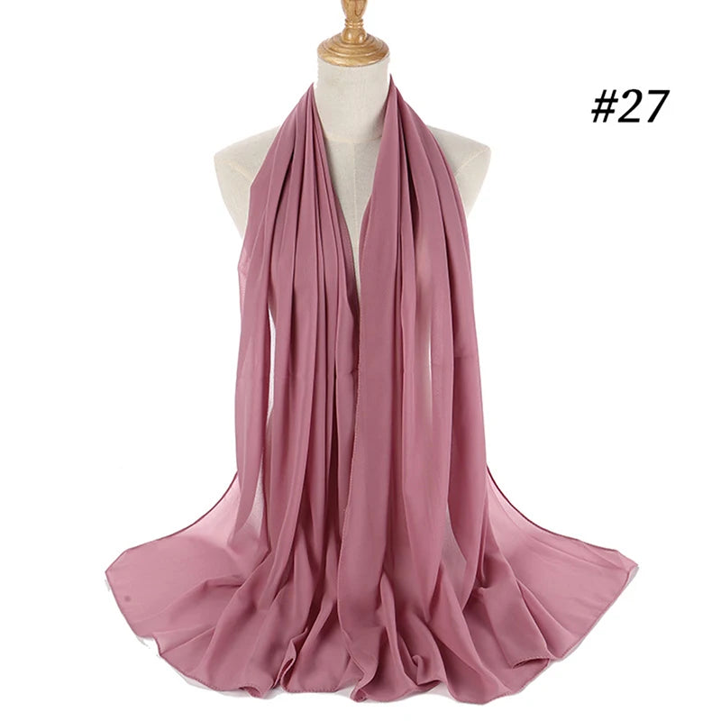 Foulard Hijab Chiffon Uni – 61 Couleurs au Choix
