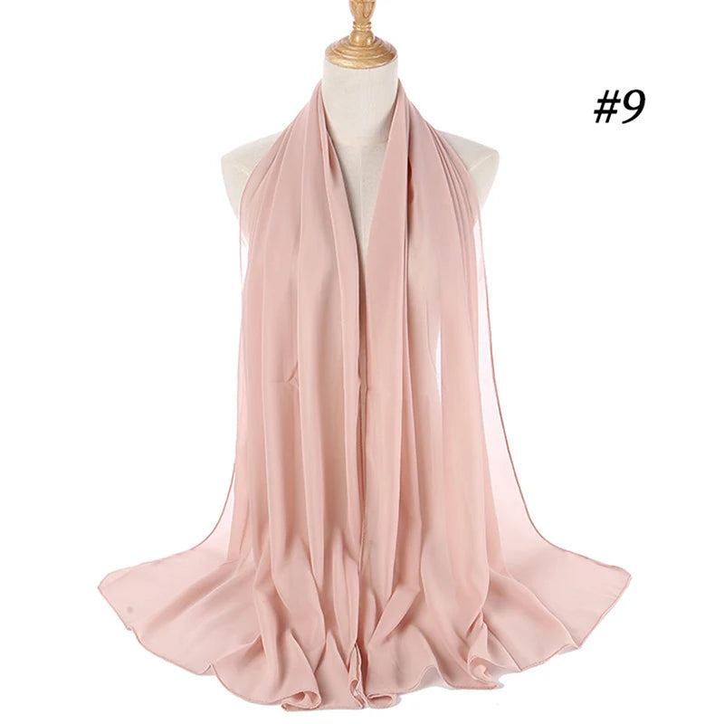 Foulard Hijab Chiffon Uni – 61 Couleurs au Choix