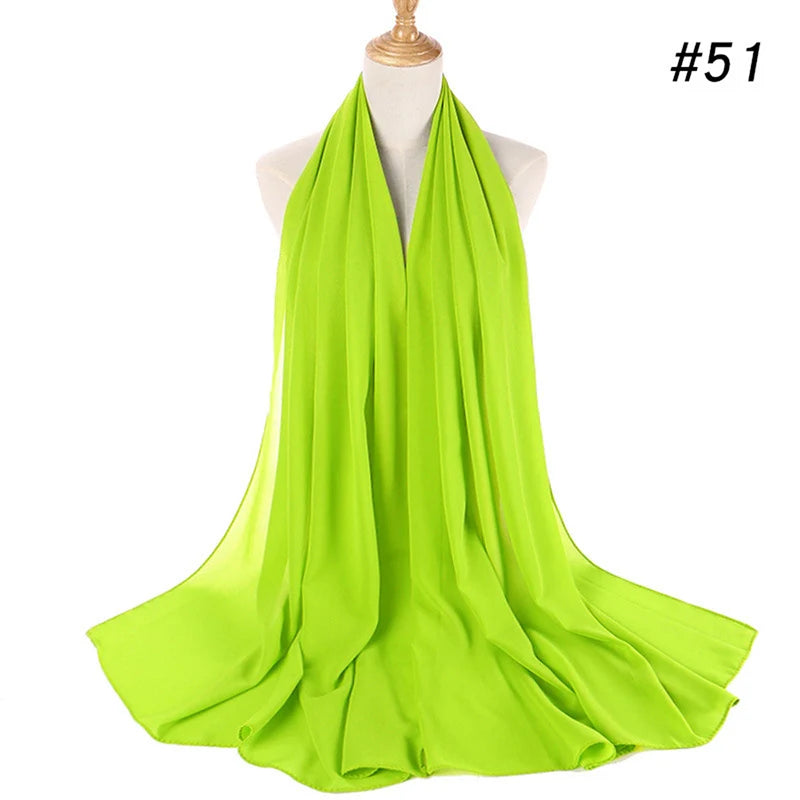 Foulard Hijab Chiffon Uni – 61 Couleurs au Choix