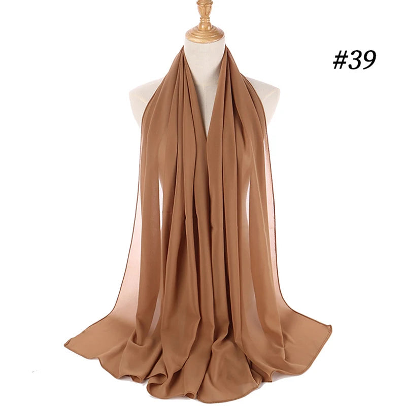 Foulard Hijab Chiffon Uni – 61 Couleurs au Choix