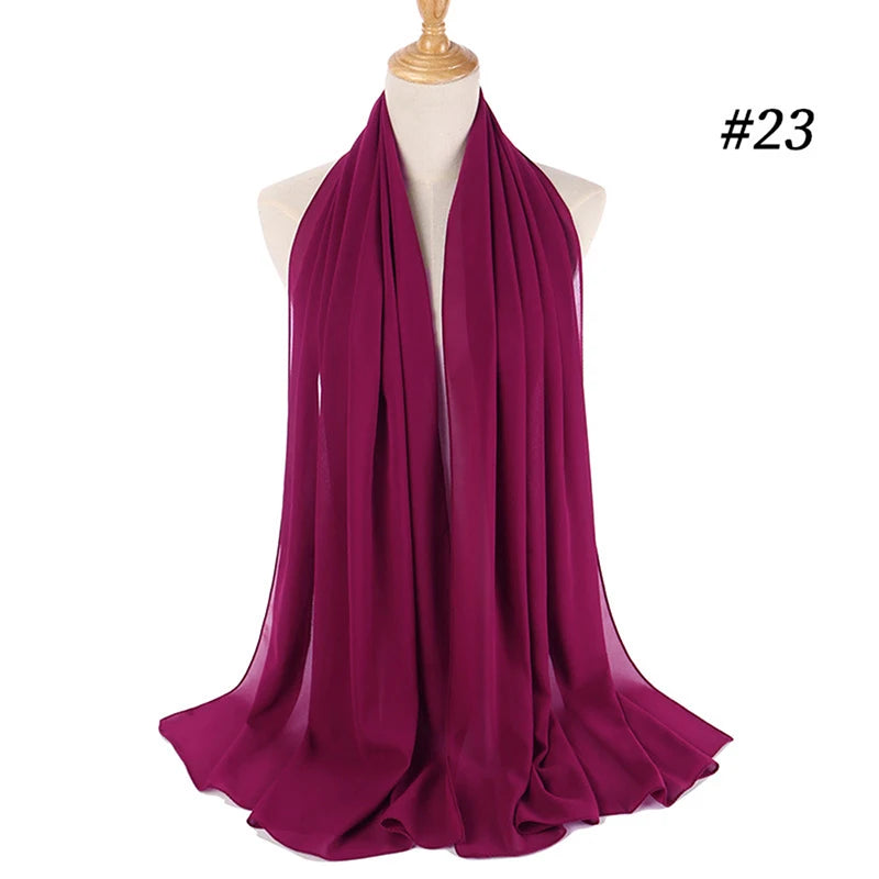 Foulard Hijab Chiffon Uni – 61 Couleurs au Choix