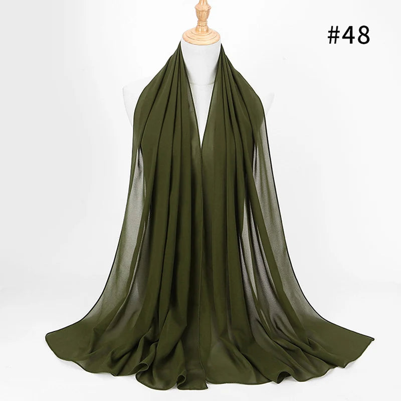 Foulard Hijab Chiffon Uni – 61 Couleurs au Choix