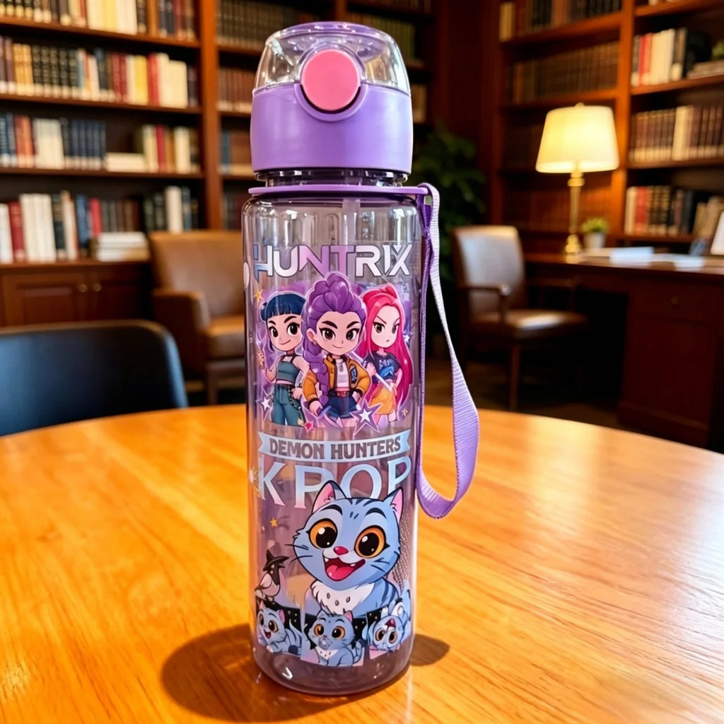 Gourde Cartoon avec Paille 700ml – Bouteille Anti-Fuite Portable pour Enfants