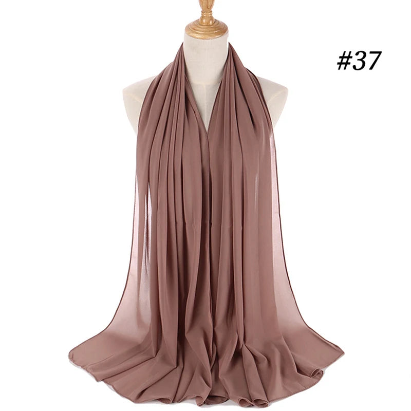 Foulard Hijab Chiffon Uni – 61 Couleurs au Choix