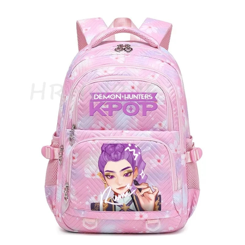 Sac à Dos K-pop Demon Hunters – Cartable Fille Fleurs Imprimées Style YK2