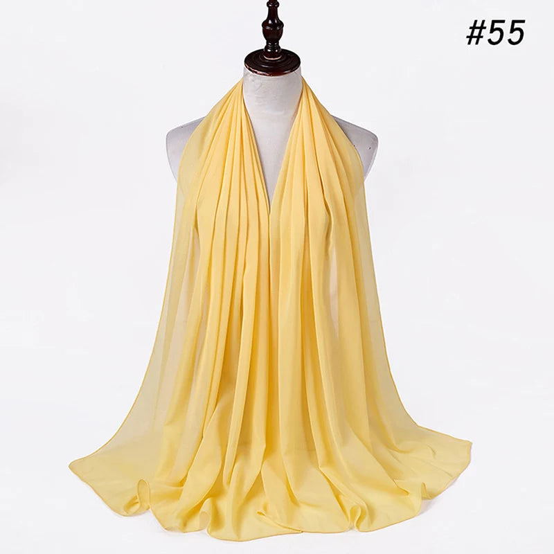 Foulard Hijab Chiffon Uni – 61 Couleurs au Choix