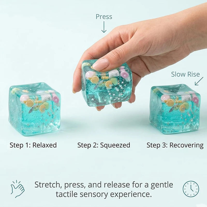 Balles Anti-Stress Squishy Océan – Jouet Squeeze Transparent Étoiles & Coquillages