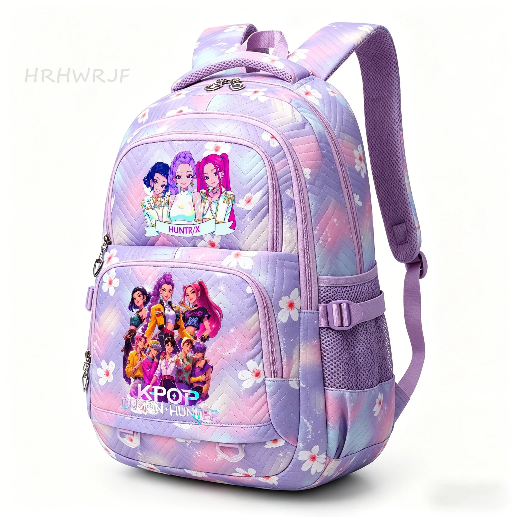 Sac à Dos K-pop Demon Hunters – Cartable Fille Fleurs Imprimées Style YK2