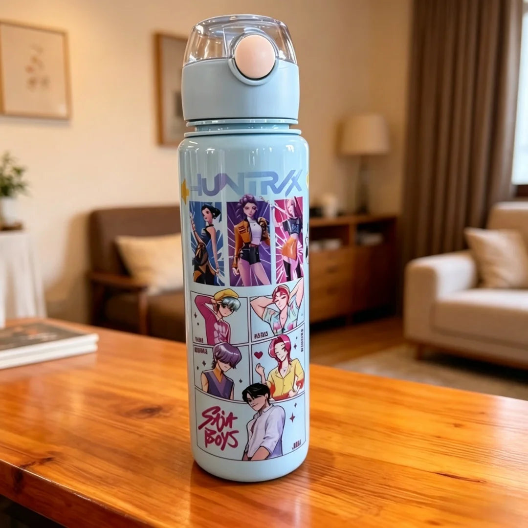 Gourde Cartoon avec Paille 700ml – Bouteille Anti-Fuite Portable pour Enfants