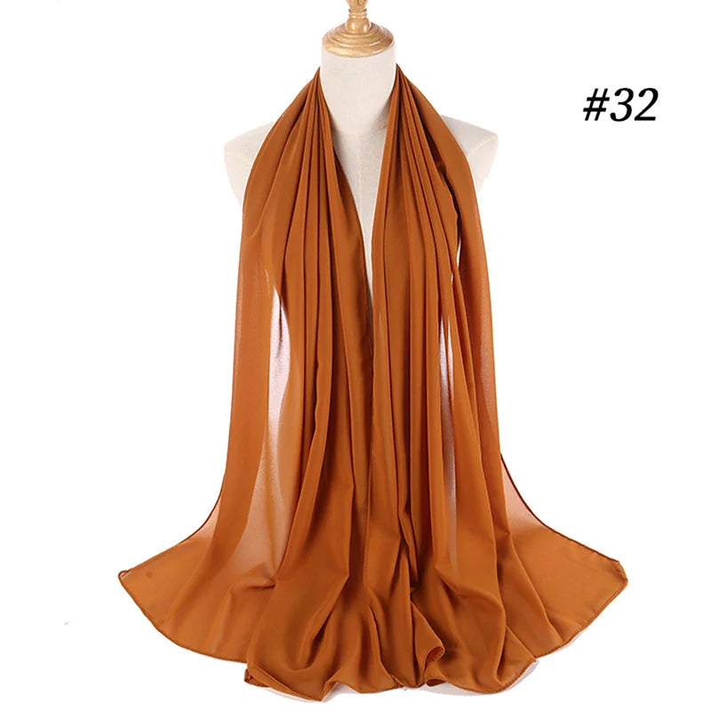 Foulard Hijab Chiffon Uni – 61 Couleurs au Choix