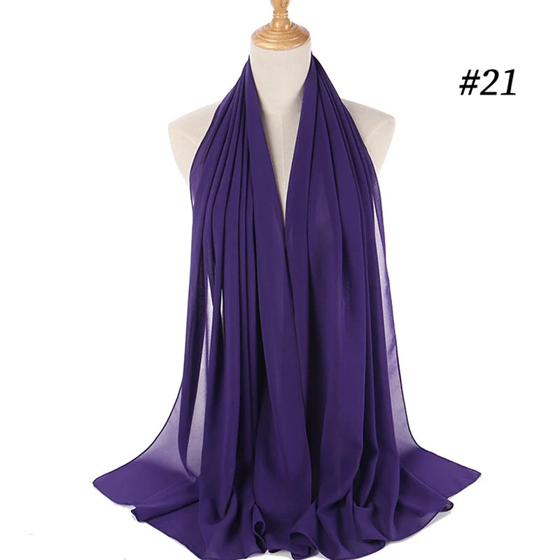 Foulard Hijab Chiffon Uni – 61 Couleurs au Choix