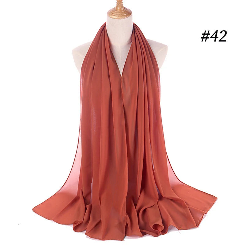 Foulard Hijab Chiffon Uni – 61 Couleurs au Choix