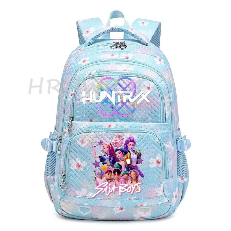 Sac à Dos K-pop Demon Hunters – Cartable Fille Fleurs Imprimées Style YK2
