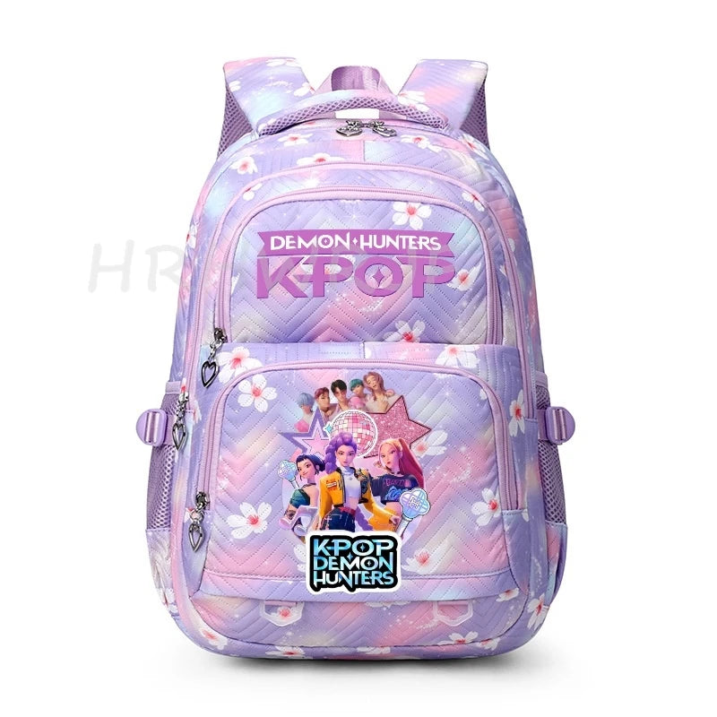 Sac à Dos K-pop Demon Hunters – Cartable Fille Fleurs Imprimées Style YK2