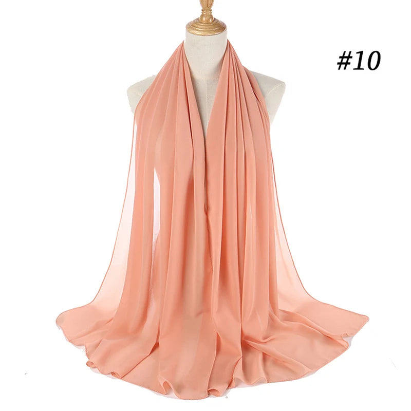 Foulard Hijab Chiffon Uni – 61 Couleurs au Choix