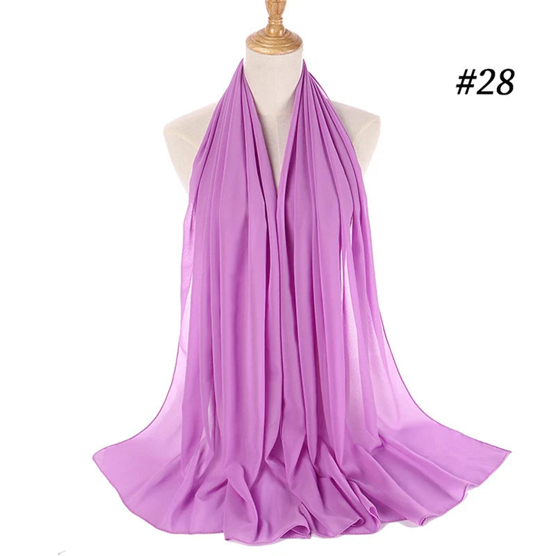 Foulard Hijab Chiffon Uni – 61 Couleurs au Choix