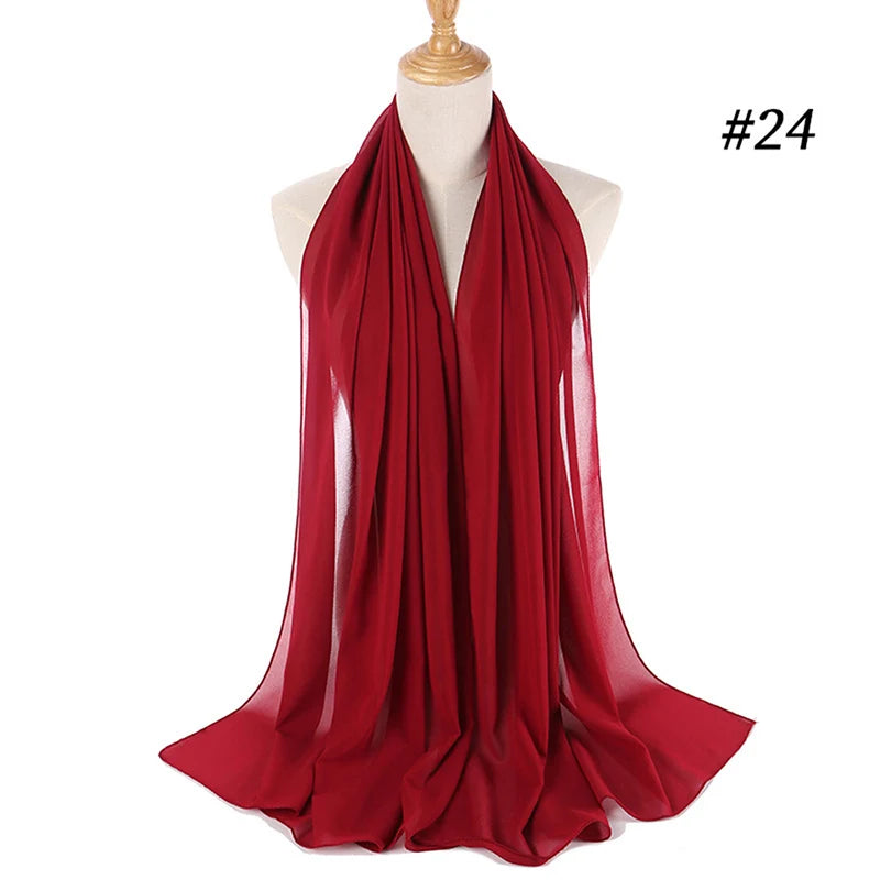 Foulard Hijab Chiffon Uni – 61 Couleurs au Choix