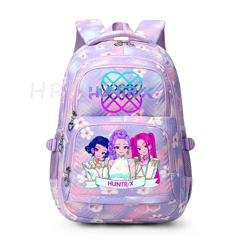 Sac à Dos K-pop Demon Hunters – Cartable Fille Fleurs Imprimées Style YK2