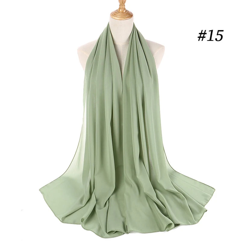 Foulard Hijab Chiffon Uni – 61 Couleurs au Choix