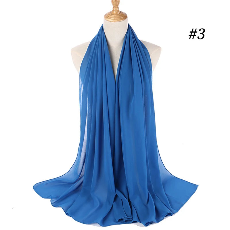 Foulard Hijab Chiffon Uni – 61 Couleurs au Choix