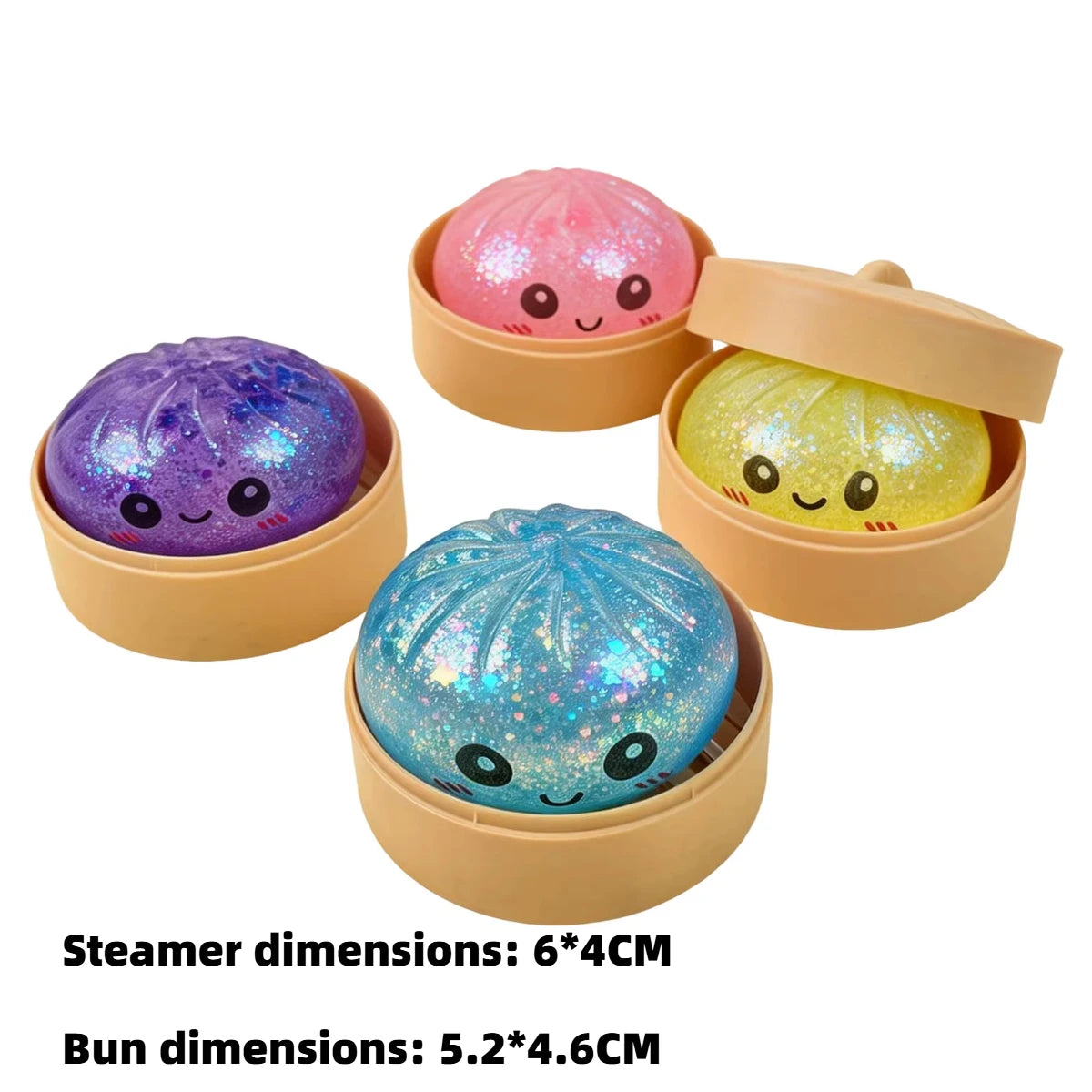 Jouet Squishy Baozi Anti-Stress – Balle Squeeze Sensorielle avec Paillettes