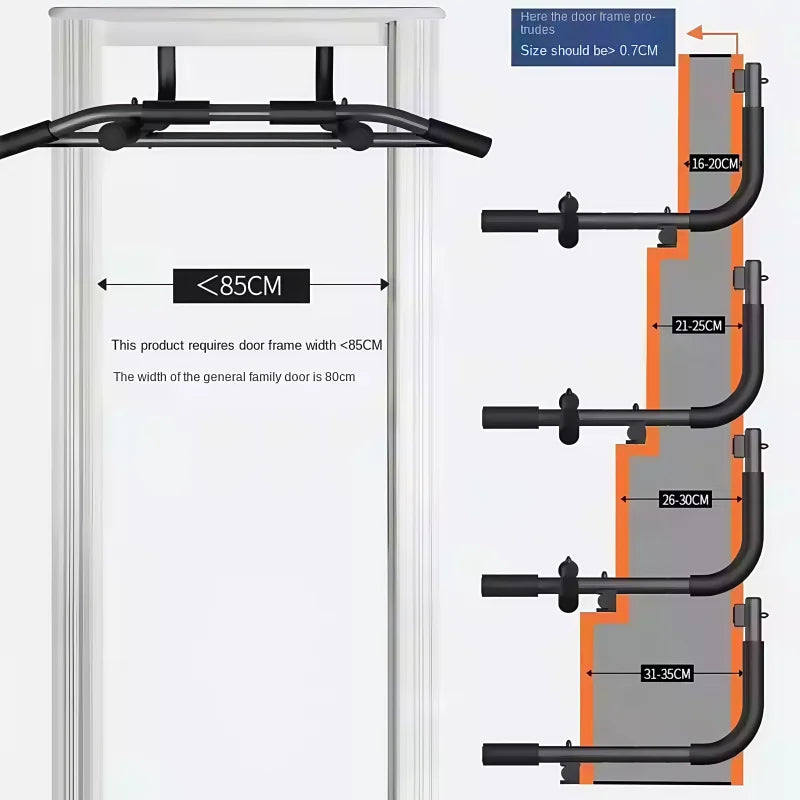 Barre de Traction Multifonction pour Encadrement de Porte – Sans Perçage, Fitness Maison