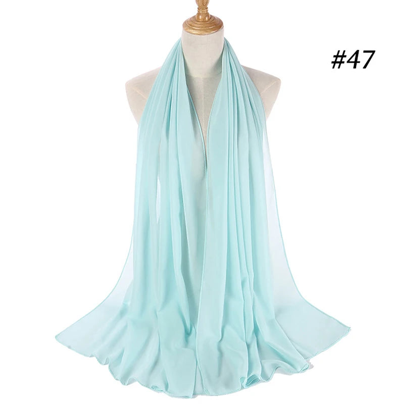 Foulard Hijab Chiffon Uni – 61 Couleurs au Choix