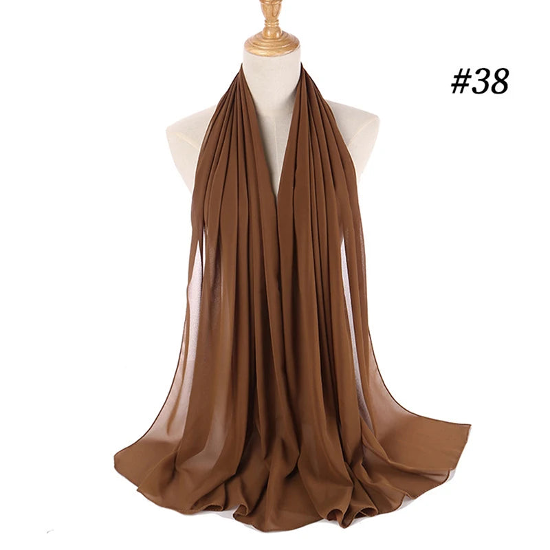 Foulard Hijab Chiffon Uni – 61 Couleurs au Choix