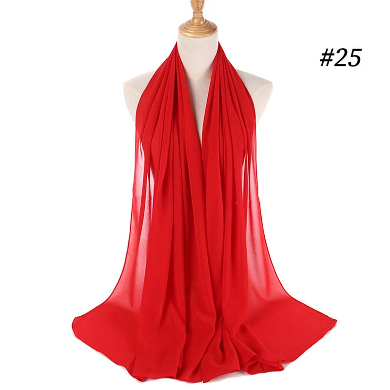 Foulard Hijab Chiffon Uni – 61 Couleurs au Choix