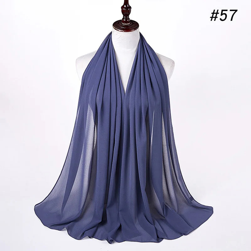 Foulard Hijab Chiffon Uni – 61 Couleurs au Choix