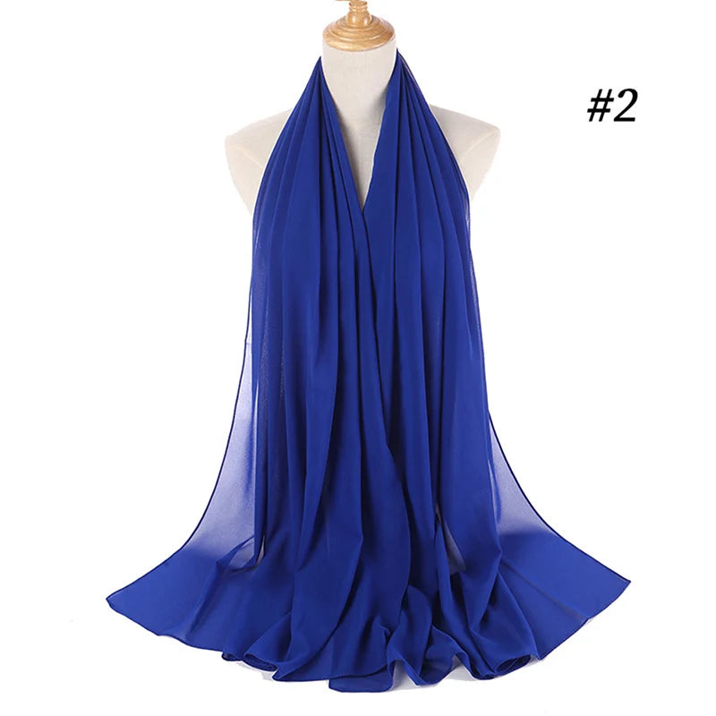 Foulard Hijab Chiffon Uni – 61 Couleurs au Choix