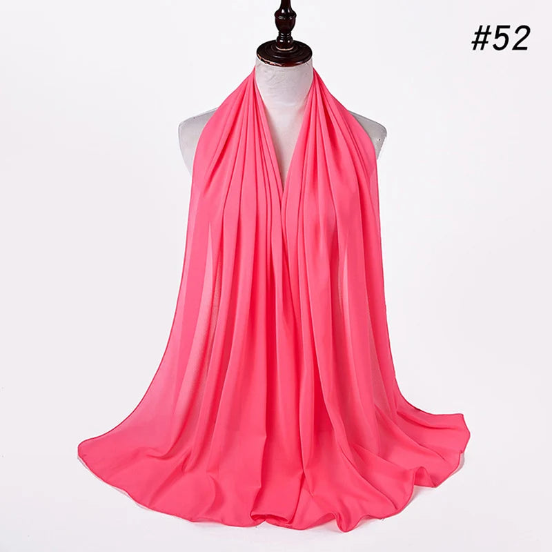 Foulard Hijab Chiffon Uni – 61 Couleurs au Choix