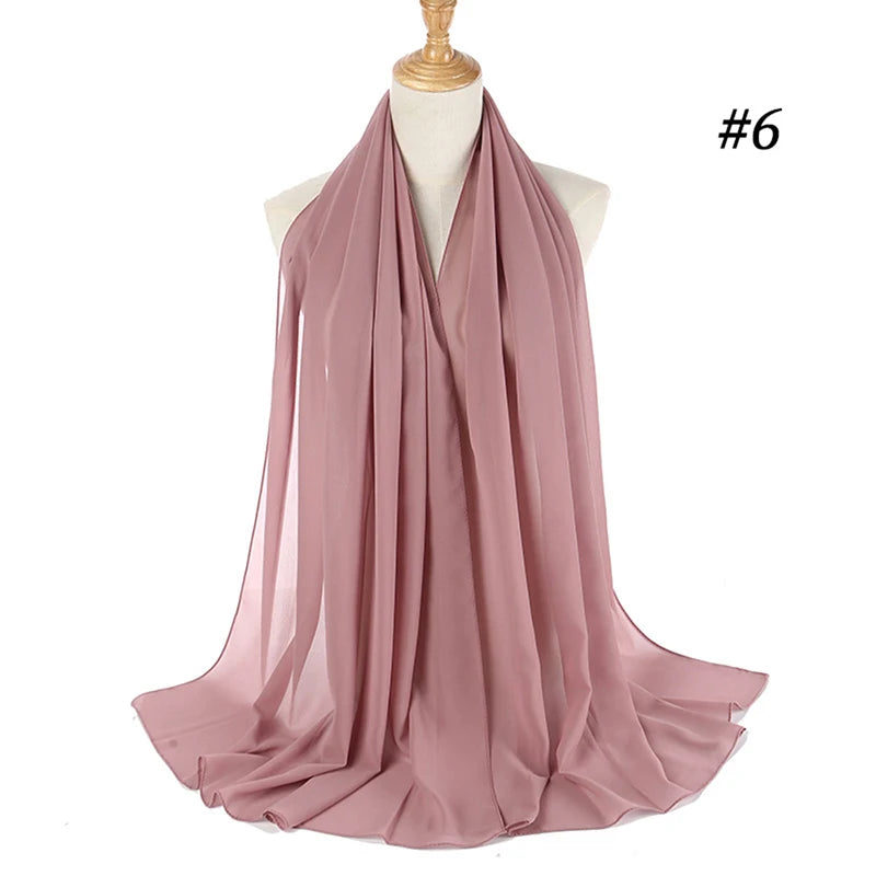 Foulard Hijab Chiffon Uni – 61 Couleurs au Choix