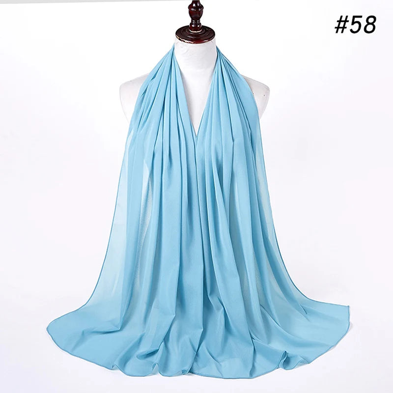 Foulard Hijab Chiffon Uni – 61 Couleurs au Choix