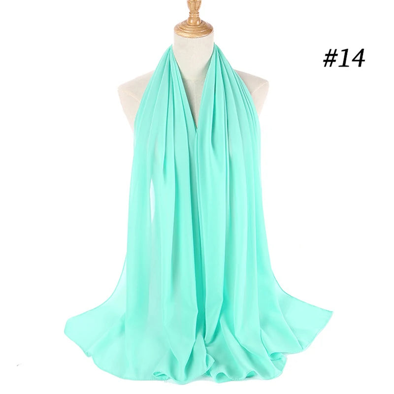 Foulard Hijab Chiffon Uni – 61 Couleurs au Choix