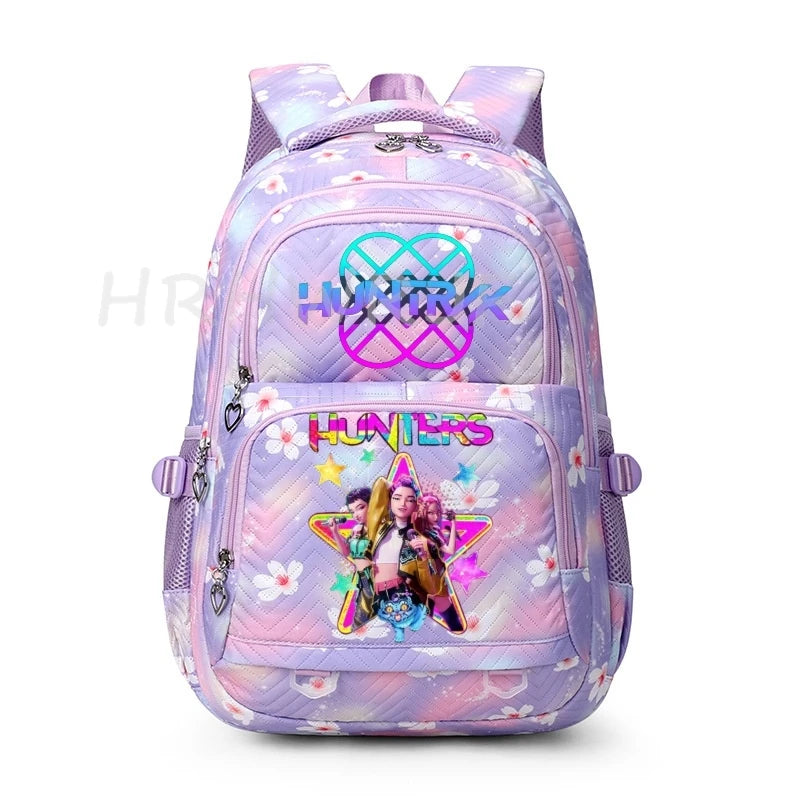 Sac à Dos K-pop Demon Hunters – Cartable Fille Fleurs Imprimées Style YK2