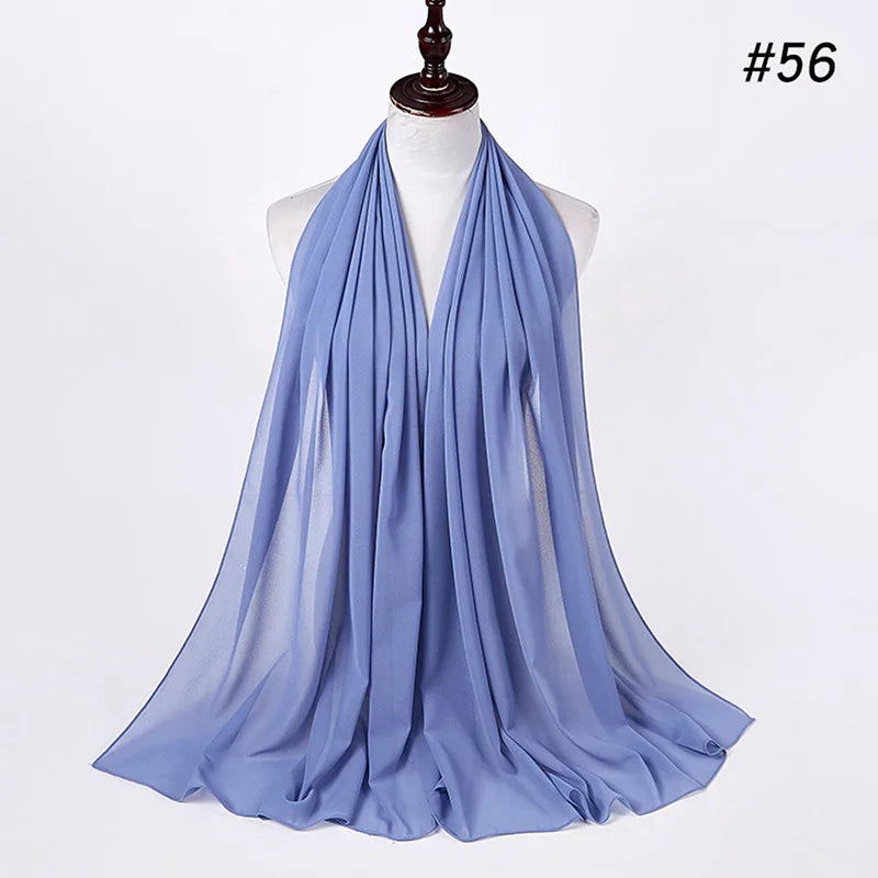 Foulard Hijab Chiffon Uni – 61 Couleurs au Choix
