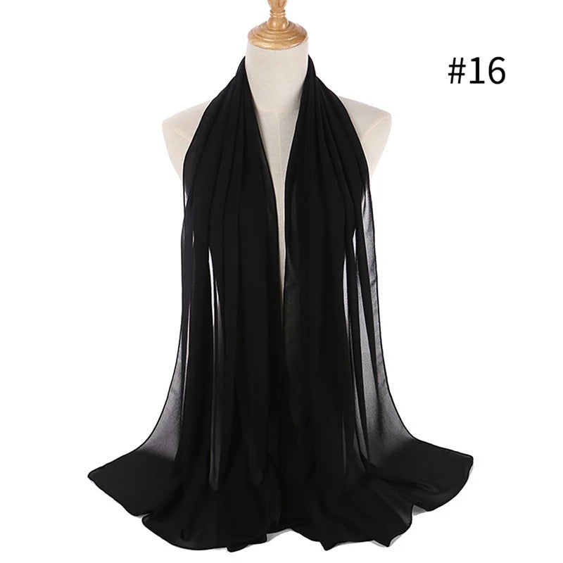 Foulard Hijab Chiffon Uni – 61 Couleurs au Choix