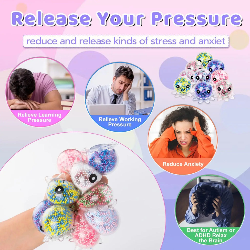 Balle Anti-Stress Kawaii Animal Squishy – Jouet Squeeze Rebond Lent pour Enfants et Adultes