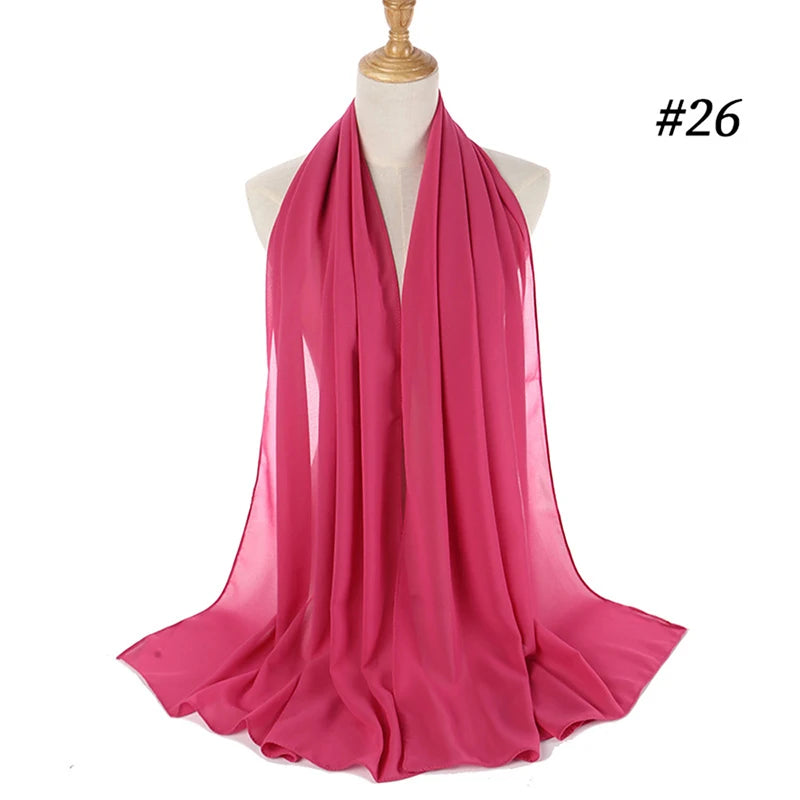 Foulard Hijab Chiffon Uni – 61 Couleurs au Choix
