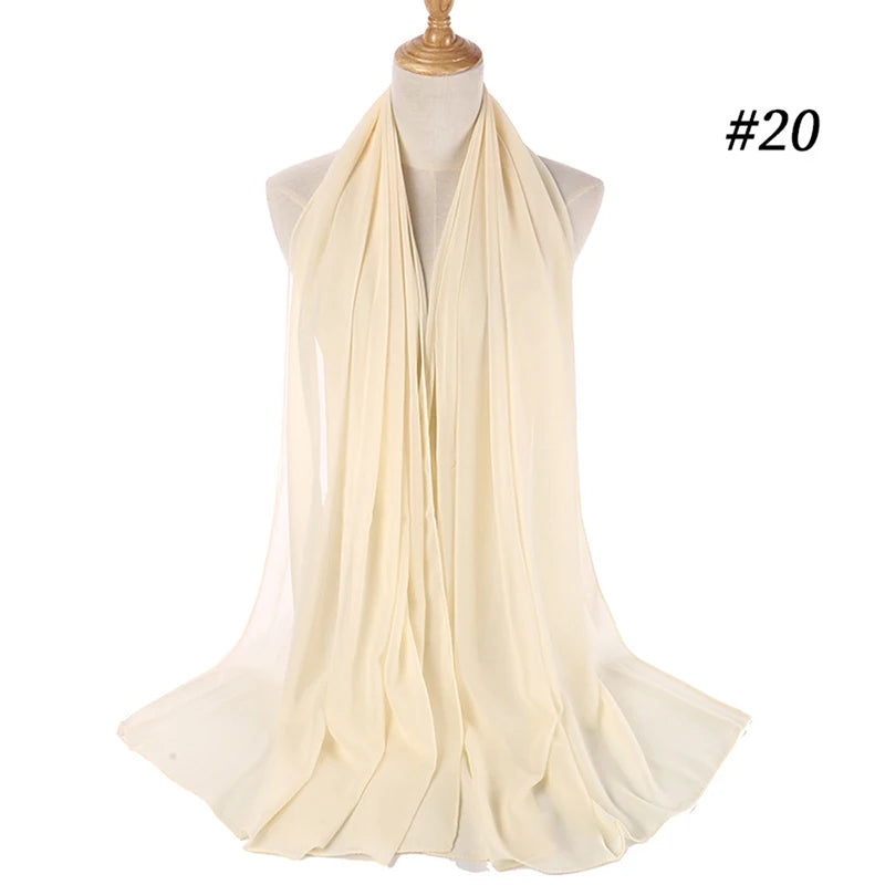 Foulard Hijab Chiffon Uni – 61 Couleurs au Choix