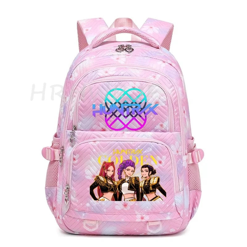 Sac à Dos K-pop Demon Hunters – Cartable Fille Fleurs Imprimées Style YK2
