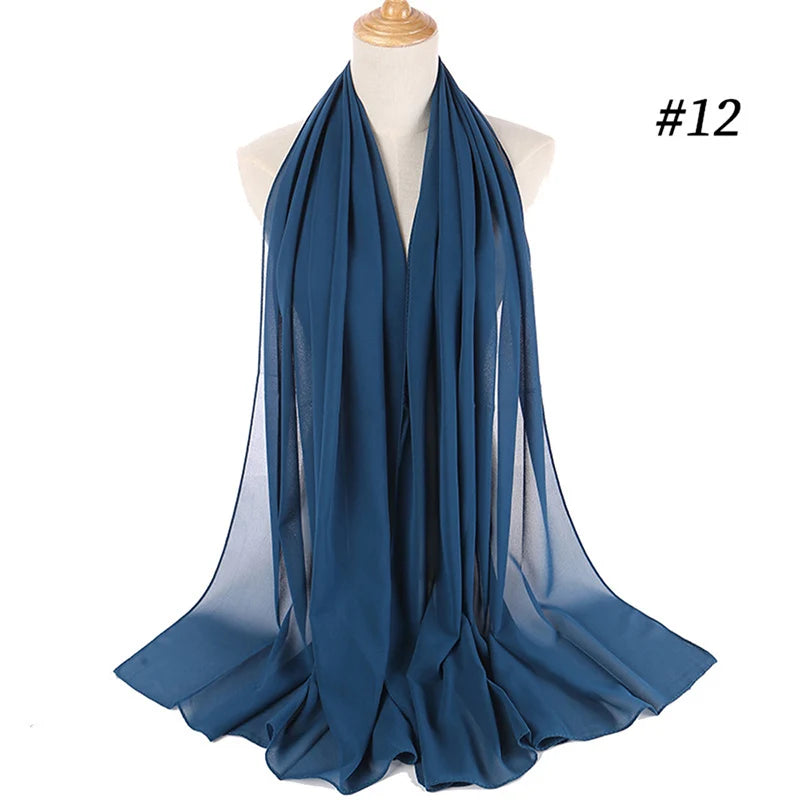 Foulard Hijab Chiffon Uni – 61 Couleurs au Choix