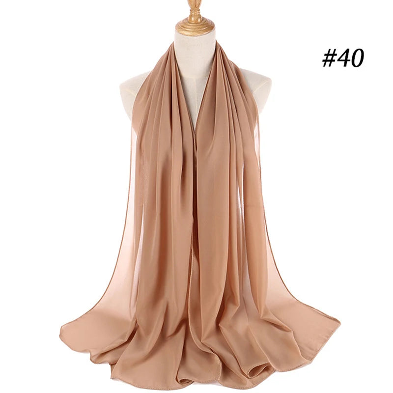 Foulard Hijab Chiffon Uni – 61 Couleurs au Choix