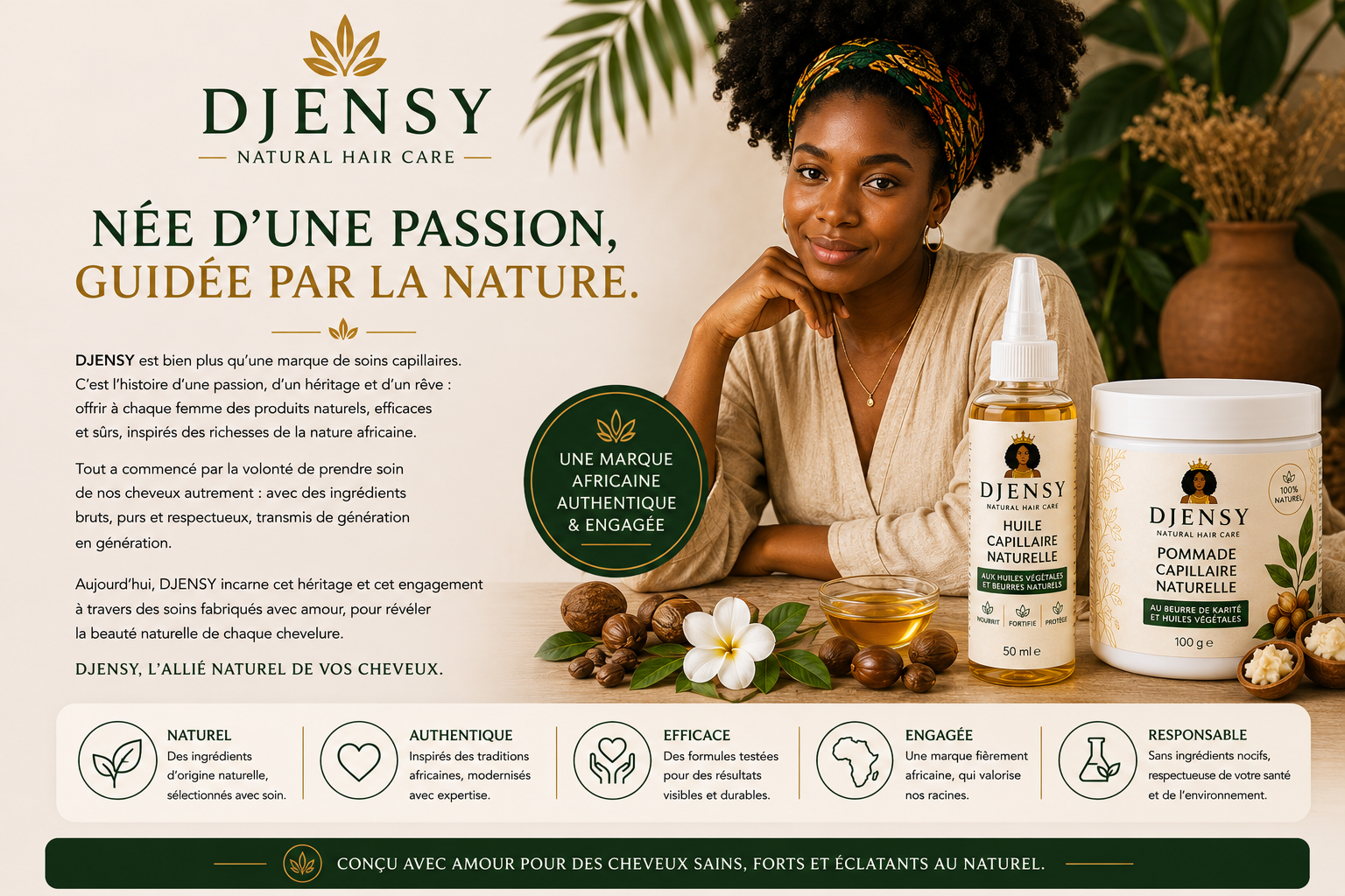 Huile Capillaire Naturelle DJENSY – 50 ml