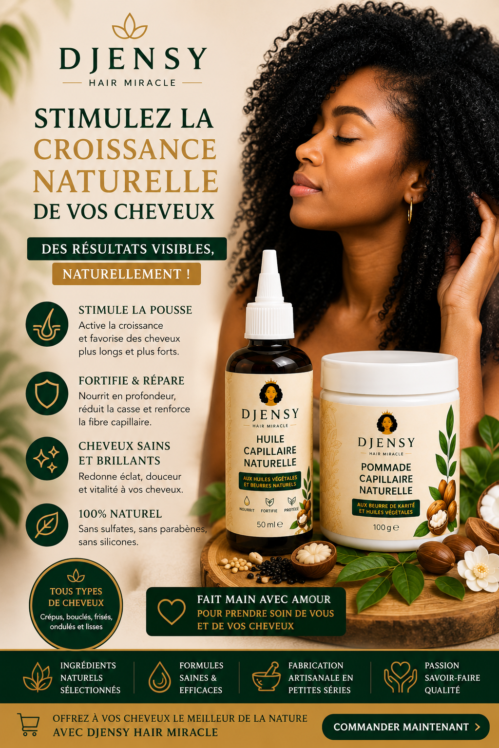 Pack Duo DJENSY – Huile & Pommade Capillaire Naturelle