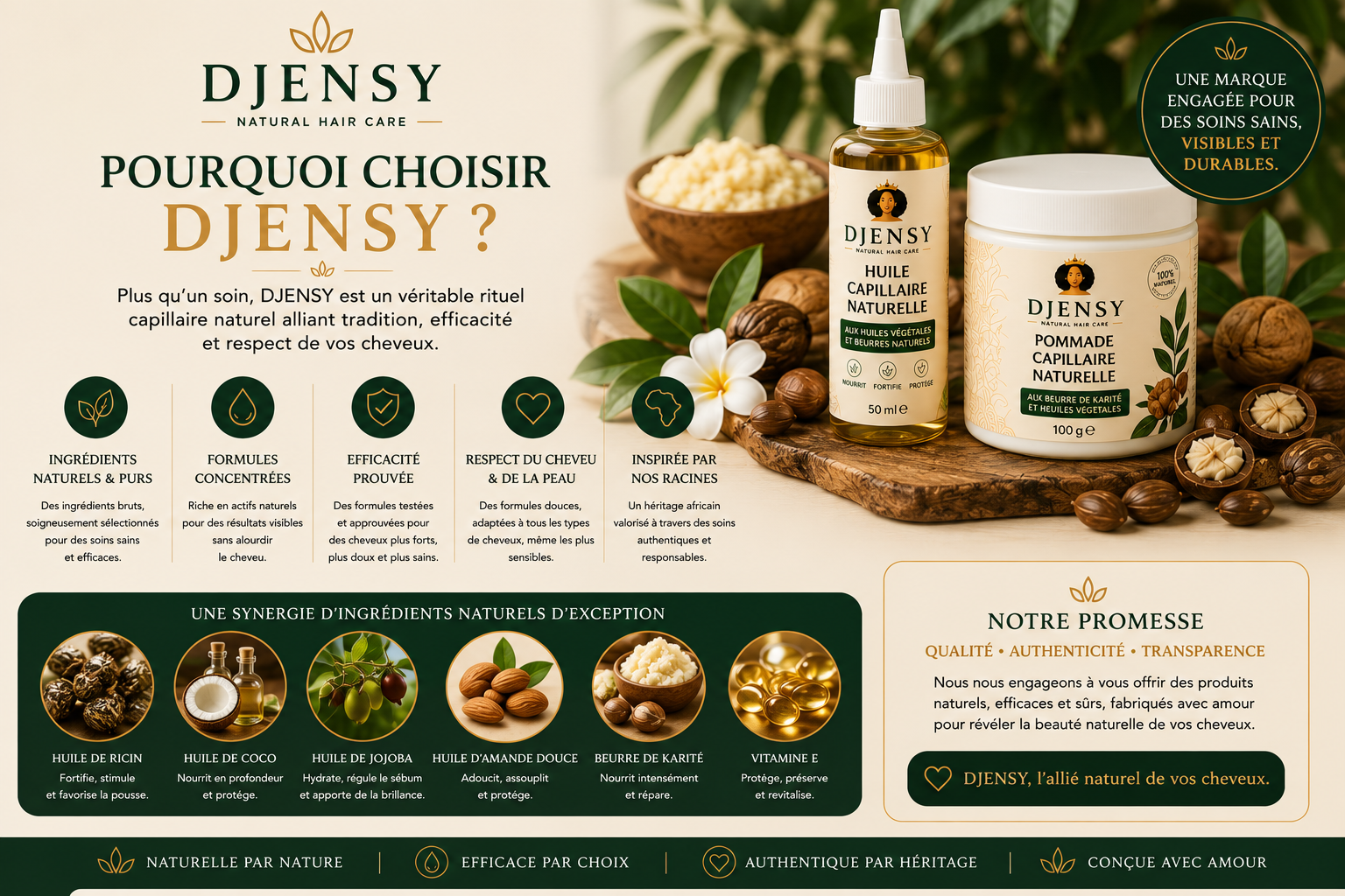 Huile Capillaire Naturelle DJENSY – 50 ml