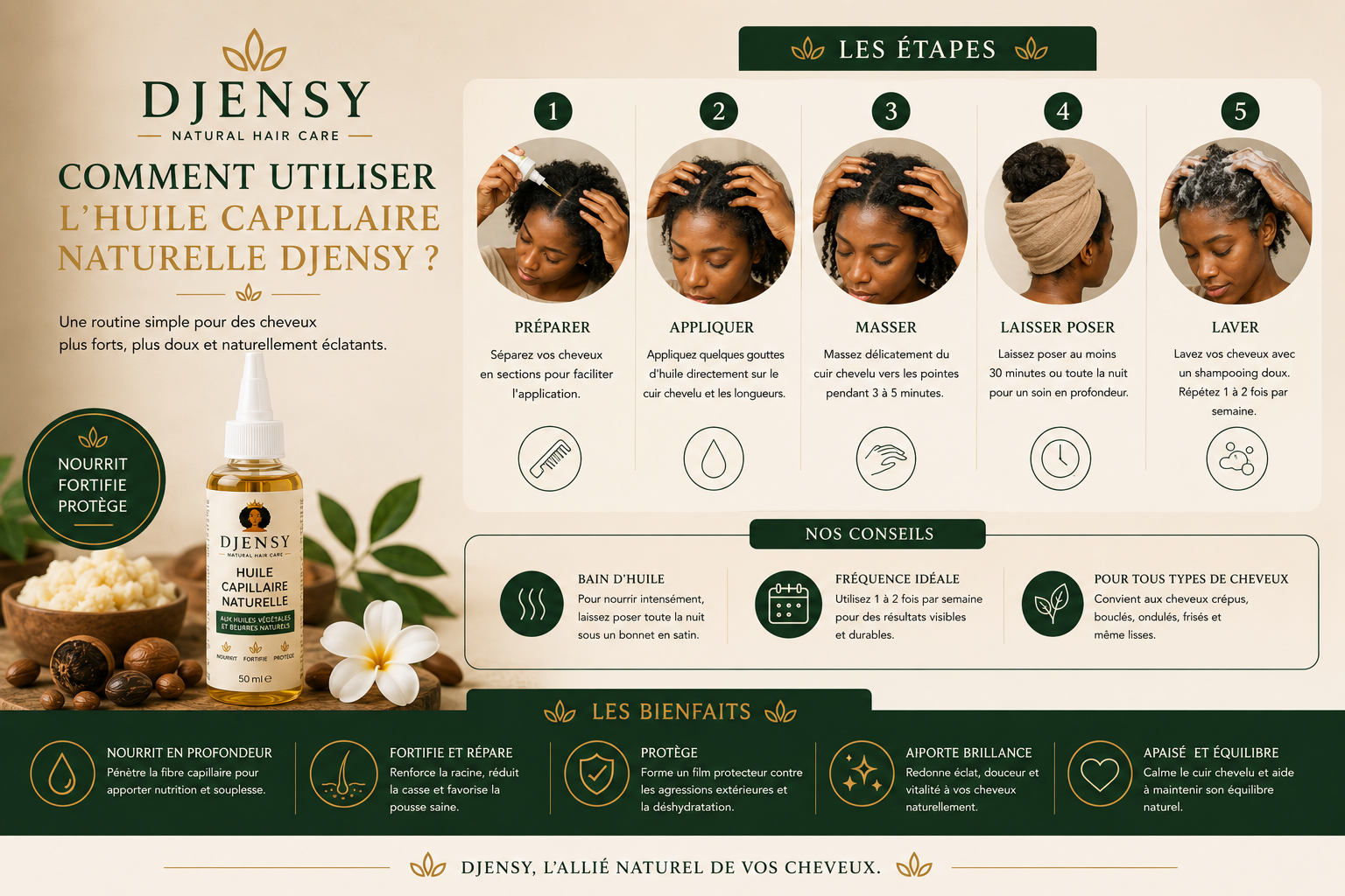 Pack Duo DJENSY – Huile & Pommade Capillaire Naturelle